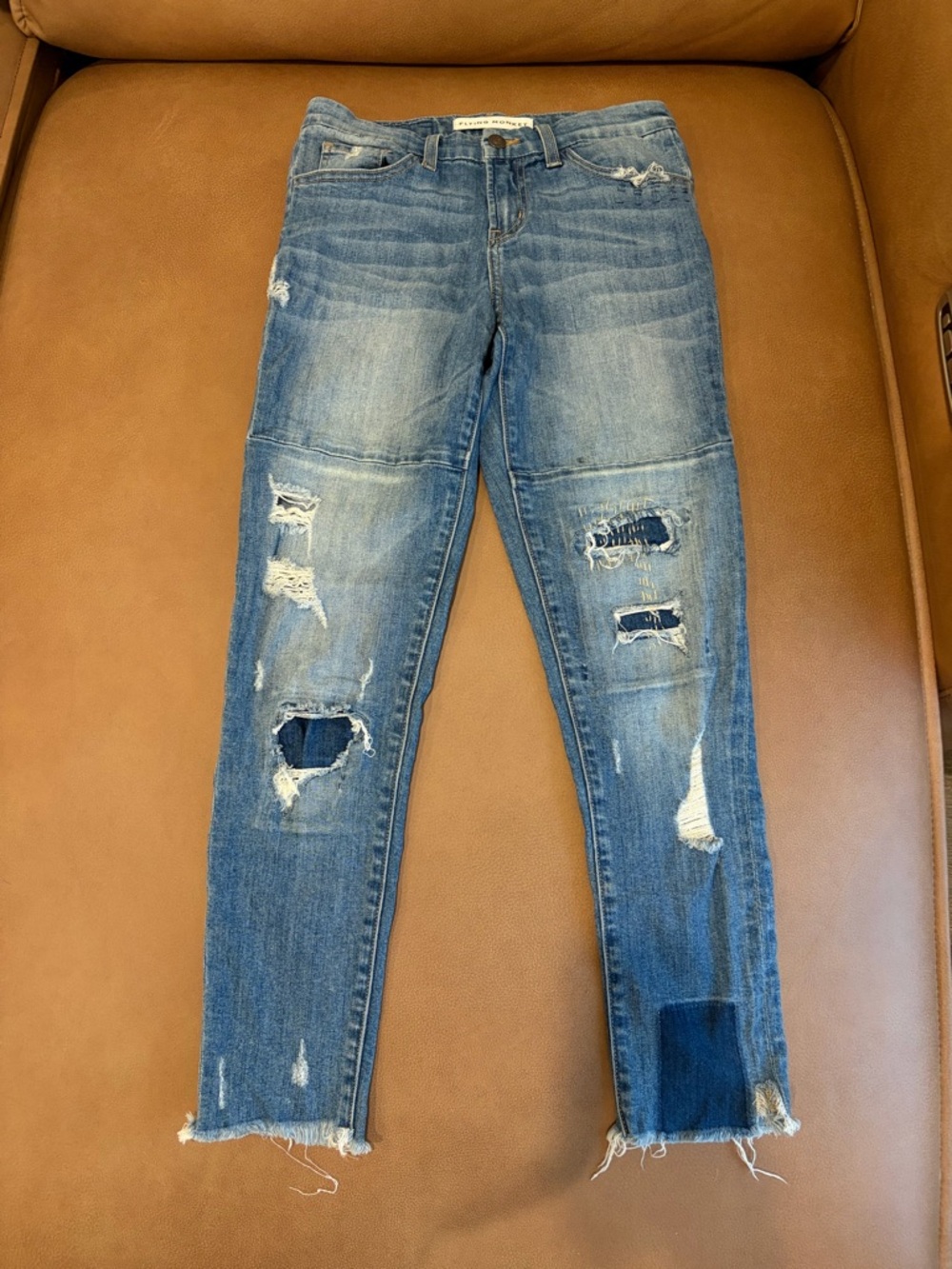 Flying Monkey Light Blue Distressed Skinny Jeans